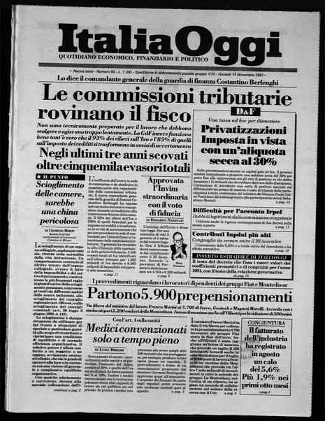 Italia oggi : quotidiano di economia finanza e politica